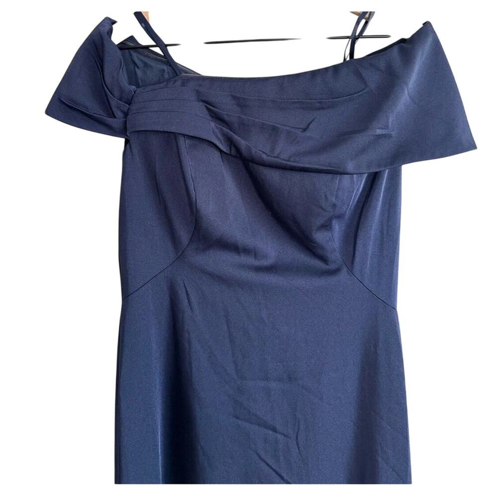 La Femme Navy Off Shoulder Gown 10 Elegant Formal Evening Wedding Guest Dress - Picture 5 of 13